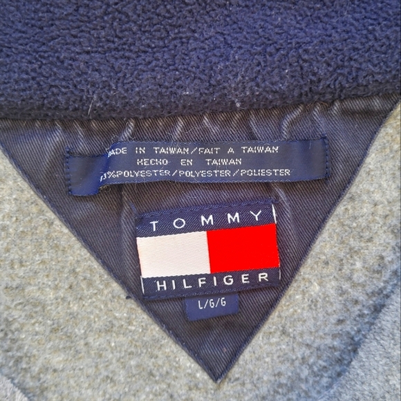 Vintage Tommy Hilfiger Athletics 1/4 Zip Pullover Fleece Spell Out Large #6149 - Picture 5 of 10
